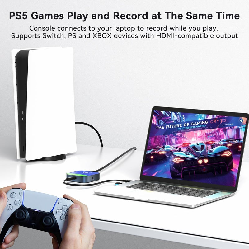 VANGREE Capture Card for Nintendo Switch, 4K Audio Video Capture Card, USB C 3.0 1080P 60FPS HDMI Recorder for Gaming/Live Streaming/Video Conference, Works for Nintendo Switch 2/PS5/Xbox/OBS/Camera/PC - Image 4